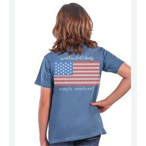 Simply southern Greatland of liberty, short sleeve shirt, blue American flag pat